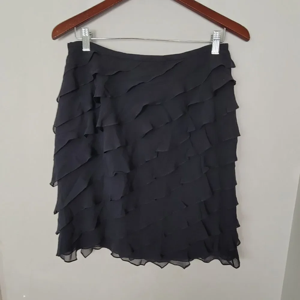 Rickie Freeman for Teri Jon Tiered Silk Skirt 10